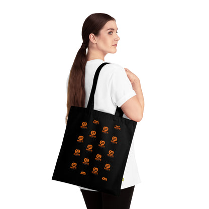 Halloween Pumpkin Organic Cotton Tote Bag | Eco-Friendly Trick or Treat Bag, Reusable Grocery Tote, Gift for Fall, Cute Halloween Decor