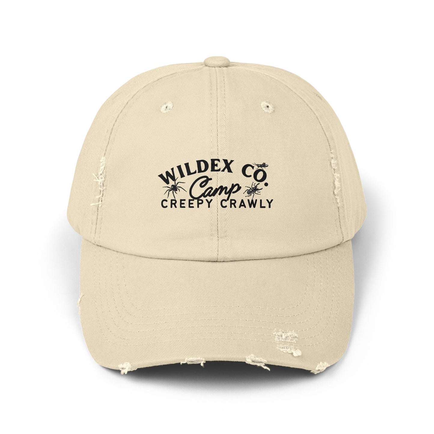Unisex Distressed Cap with 'WILDEX CO Camp Creepy Crawly' Text - Casual Summer Hat, Gift for Campers, Outdoor Adventures, Trendy [...]