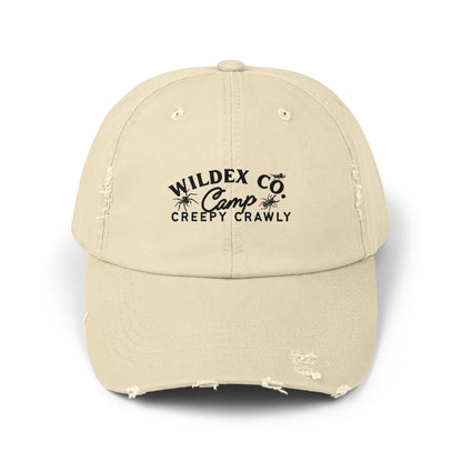 Unisex Distressed Cap with 'WILDEX CO Camp Creepy Crawly' Text - Casual Summer Hat, Gift for Campers, Outdoor Adventures, Trendy [...]