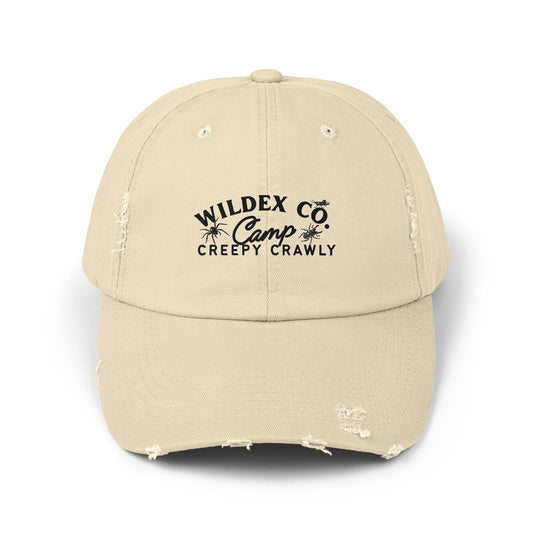 Unisex Distressed Cap with 'WILDEX CO Camp Creepy Crawly' Text - Casual Summer Hat, Gift for Campers, Outdoor Adventures, Trendy [...]