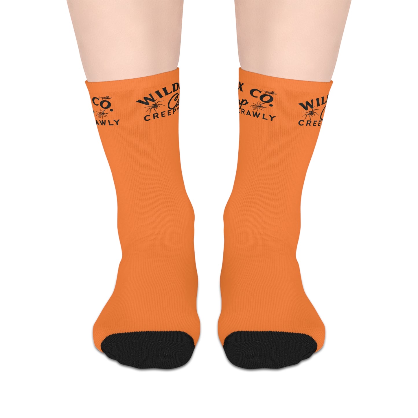 Wild & Creepy Mid-Length Socks | Fun & Cozy Socks for Halloween, Gift for Kids & Adults, Everyday Wear, Orange Socks