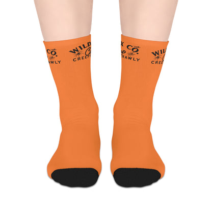 Wild & Creepy Mid-Length Socks | Fun & Cozy Socks for Halloween, Gift for Kids & Adults, Everyday Wear, Orange Socks