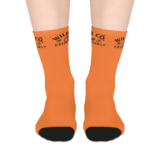 Wild & Creepy Mid-Length Socks | Fun & Cozy Socks for Halloween, Gift for Kids & Adults, Everyday Wear, Orange Socks