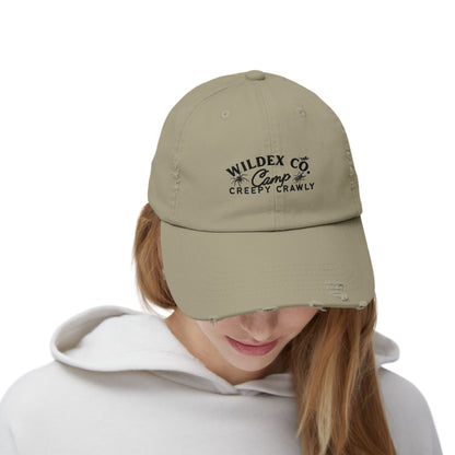 Unisex Distressed Cap with 'WILDEX CO Camp Creepy Crawly' Text - Casual Summer Hat, Gift for Campers, Outdoor Adventures, Trendy [...]