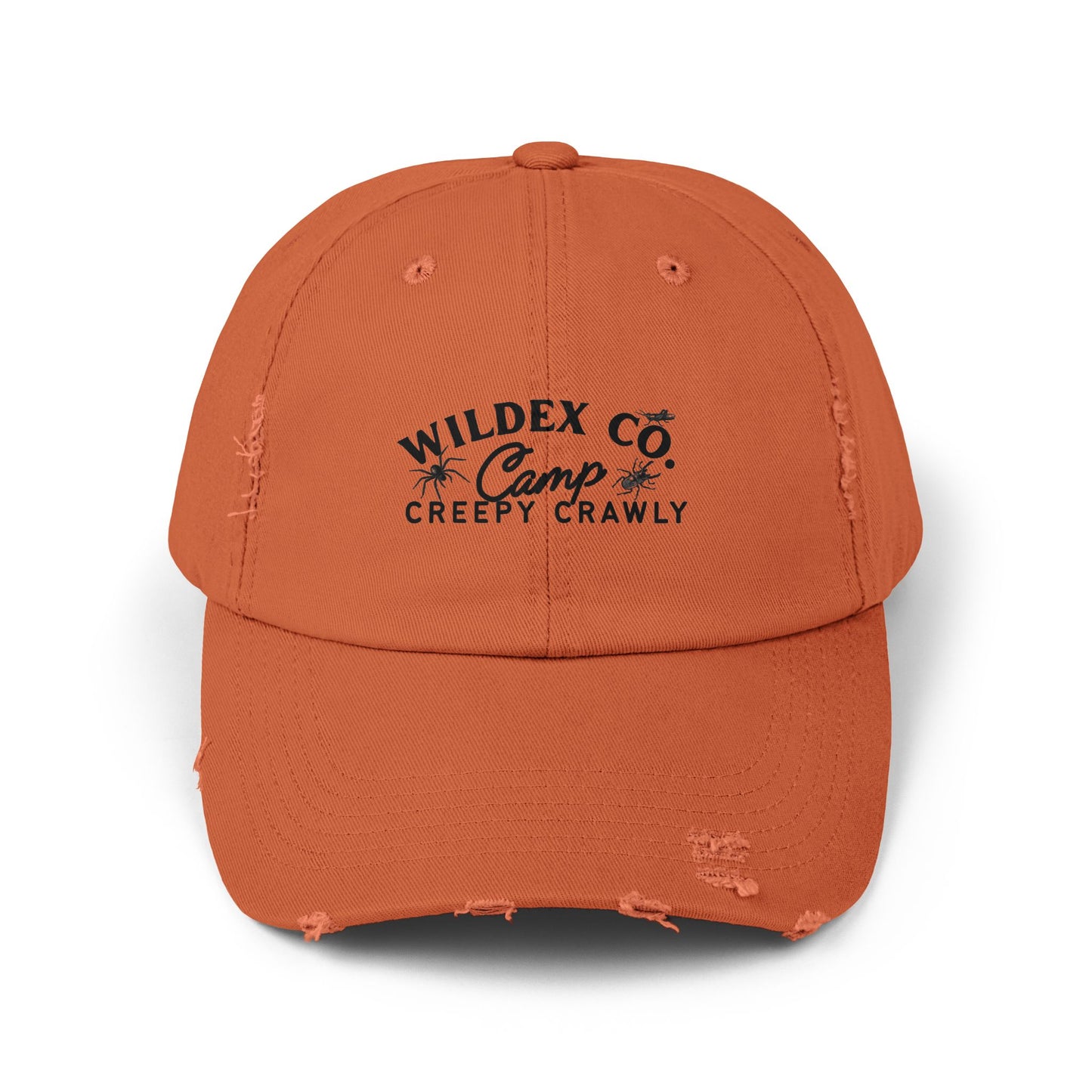 Unisex Distressed Cap with 'WILDEX CO Camp Creepy Crawly' Text - Casual Summer Hat, Gift for Campers, Outdoor Adventures, Trendy [...]