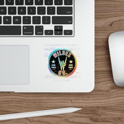 Holographic Die-Cut Sticker — Wildex Co. 'Good Vibes, Good Times' Skeleton Hand