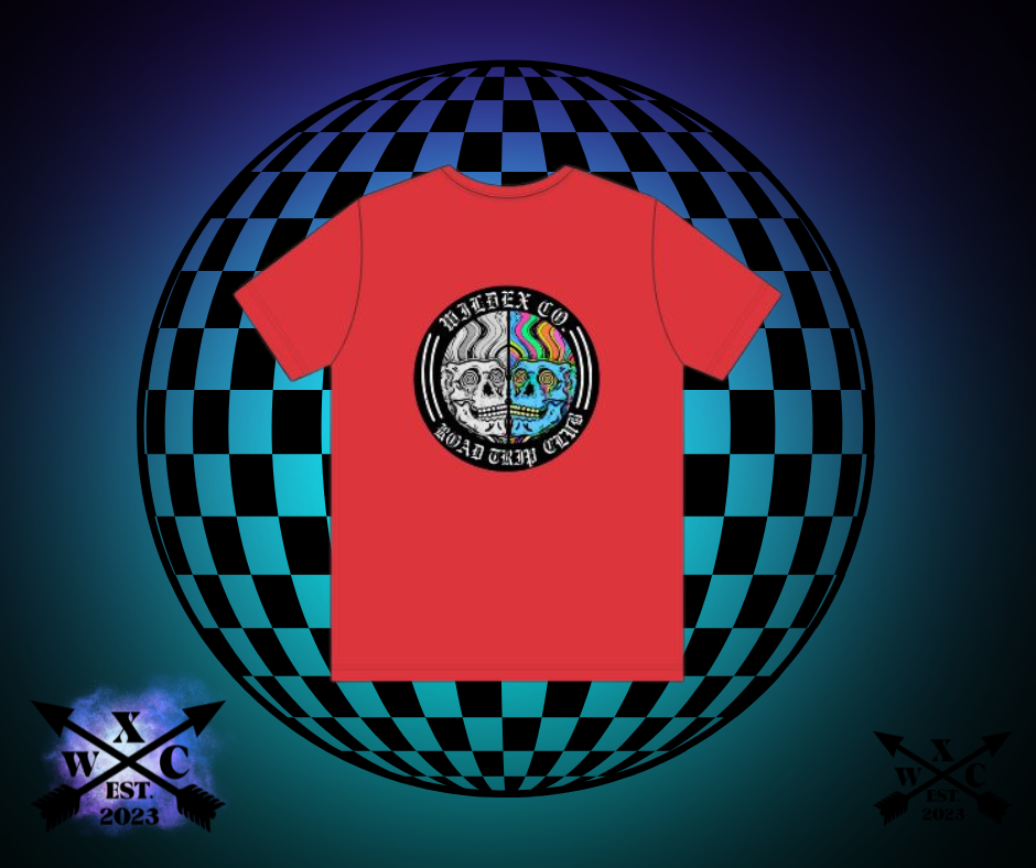 Road Trip Skull T-Shirt — Half Psychedelic / Half Skull Vintage Graphic