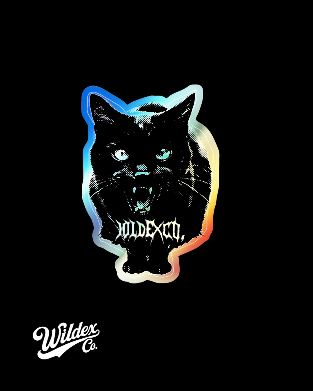 Night Creature Holographic Black Cat Sticker | WILDEX CO.