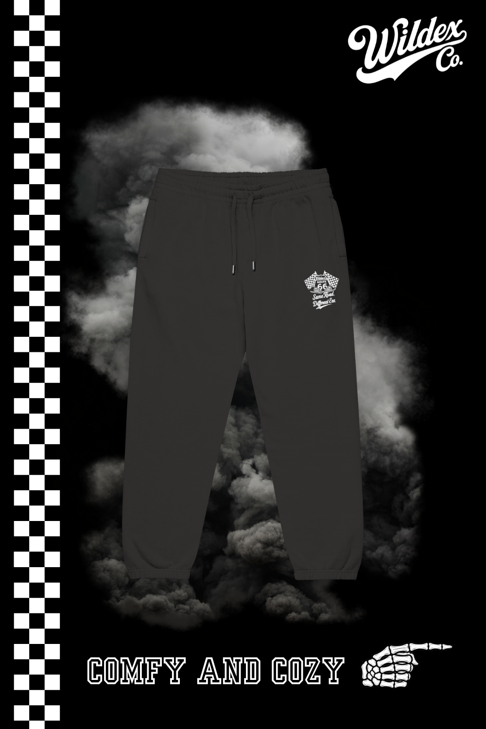 Route 66 Era! Joggers - relaxed fit with elastic cuffs and hidden zippered pockets, showcasing vintage pigment-dyed colors.