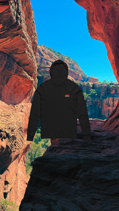 Welcome to the Vibe Unisex Hooded Long Sleeve Tee, Casual Wear, Street Style, Graphic Hoodie, Perfect for Festivals, Everyday Comfort