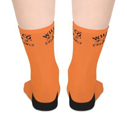 Wild & Creepy Mid-Length Socks | Fun & Cozy Socks for Halloween, Gift for Kids & Adults, Everyday Wear, Orange Socks