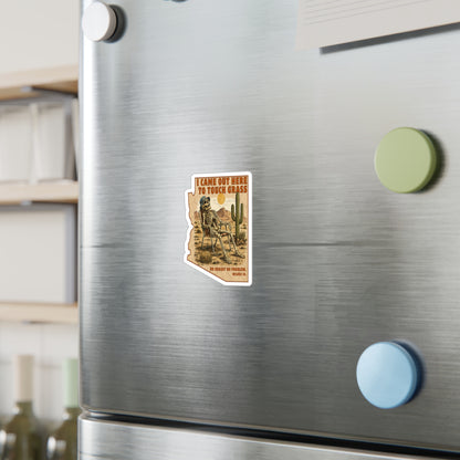 Desert Skeleton Sticker — “I Came Out Here to Touch Grass” Vinyl Decal
