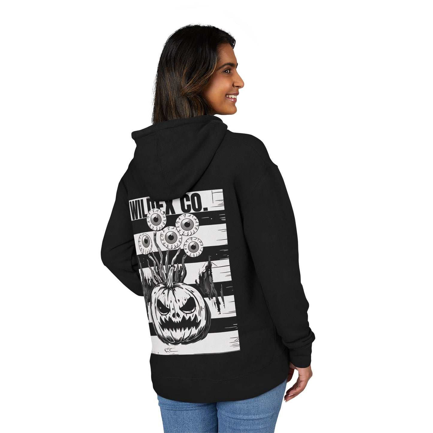 Stylish Unisex French Terry Hoodie with Floral and Pumpkin Designs, Cozy Sweatshirt for Fall, Halloween, Casual Wear, Gift Idea