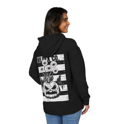 Stylish Unisex French Terry Hoodie with Floral and Pumpkin Designs, Cozy Sweatshirt for Fall, Halloween, Casual Wear, Gift Idea