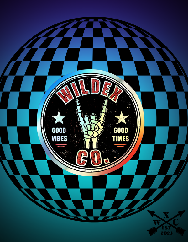 Holographic Die-Cut Sticker — Wildex Co. 'Good Vibes, Good Times' Skeleton Hand